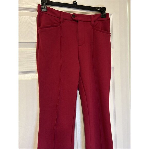 Anthropologie Womens Pants 6 Burgundy Red Ponte The Essential Flare Trouser - Picture 3 of 8